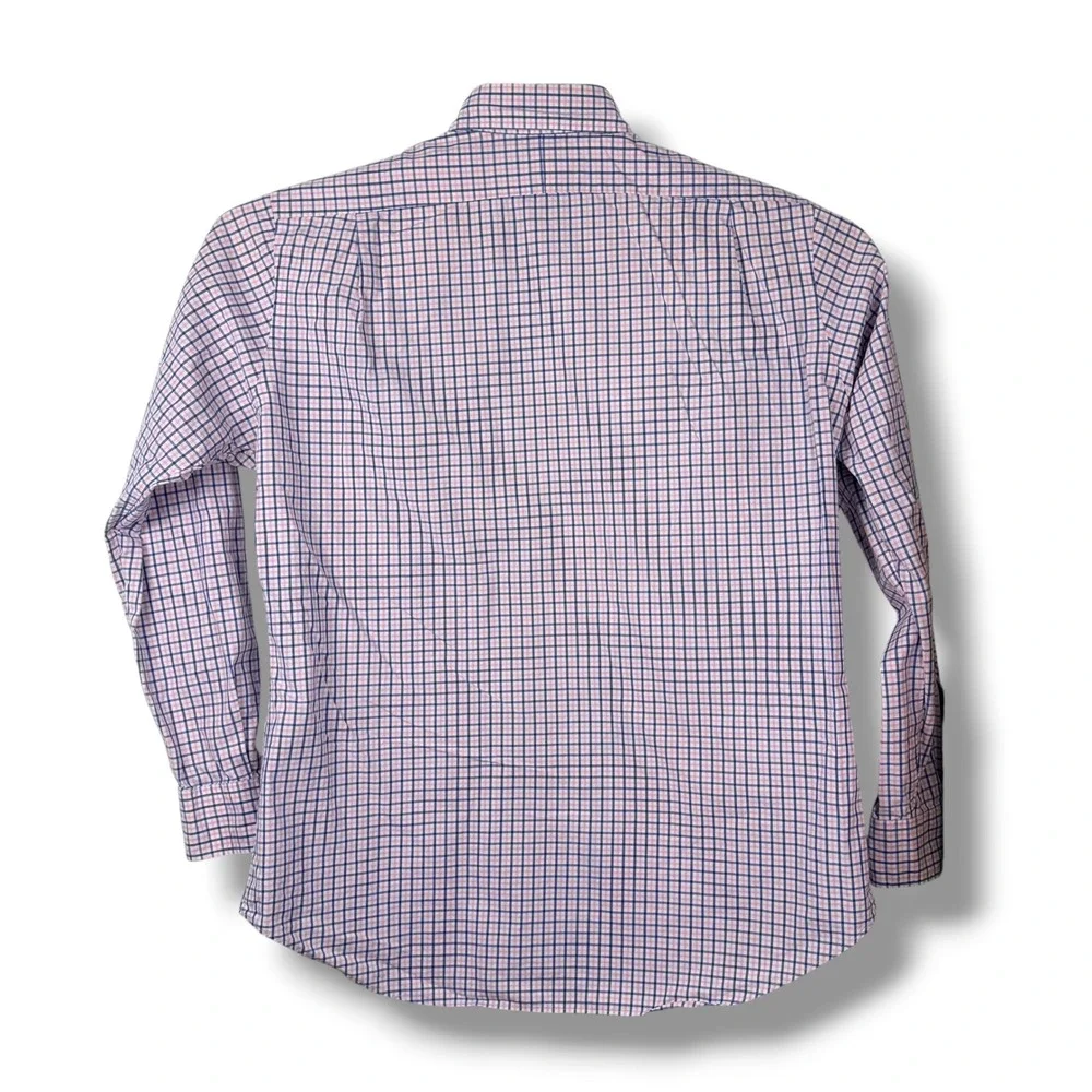 Polo Ralph Lauren Button Down Shirt Mens Large Pink Blue Checkered Cotton Preppy